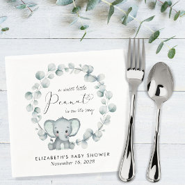 Servilleta De Papel Baby Shower Cute Elephant Eucalyptus