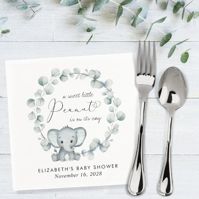 Servilleta De Papel Baby Shower Cute Elephant Eucalyptus (Subido por el creador)
