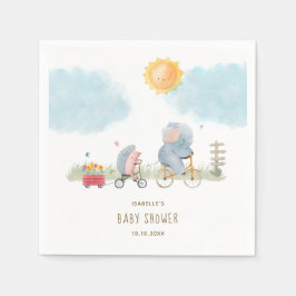 Servilleta De Papel Baby Shower Cute Elephant y Hedgehog