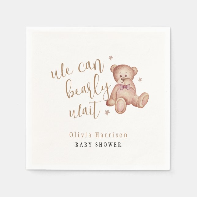 Servilleta De Papel Baby Shower Cute Simple Teddy Bear (Anverso)