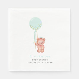 Servilleta De Papel Baby Shower Cute Simple Teddy Bear