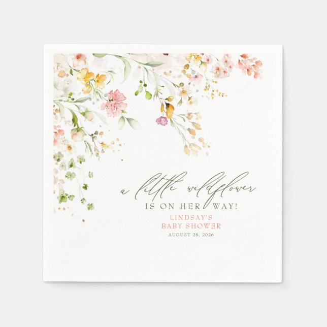 Servilleta De Papel Baby Shower Cute Summer Wildflowers (Anverso)