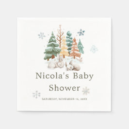 Servilleta De Papel Baby Shower Cute Winter Rabbits