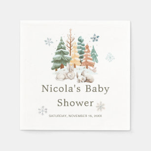 Servilleta De Papel Baby Shower Cute Winter Rabbits