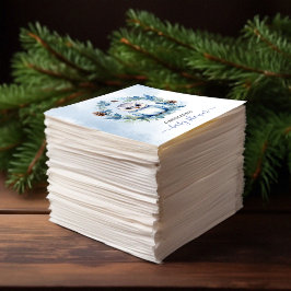 Servilleta De Papel Baby Shower de acuarela de búho de invierno