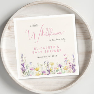 Servilleta De Papel Baby Shower de Acuarela de Flor Silvestre Boho