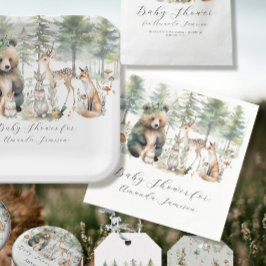 Servilleta De Papel Baby Shower de animales de la serie Woodland Deer 