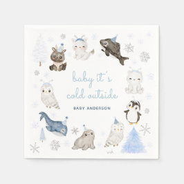 Servilleta De Papel Baby Shower de animales de nieve en invierno