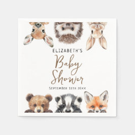 Servilleta De Papel Baby Shower de animales de Woodland de color acuát