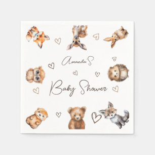 Servilleta De Papel Baby Shower de Animales del Bosque