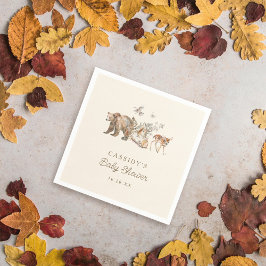 Servilleta De Papel Baby Shower de animales del bosque de Woodland Wat
