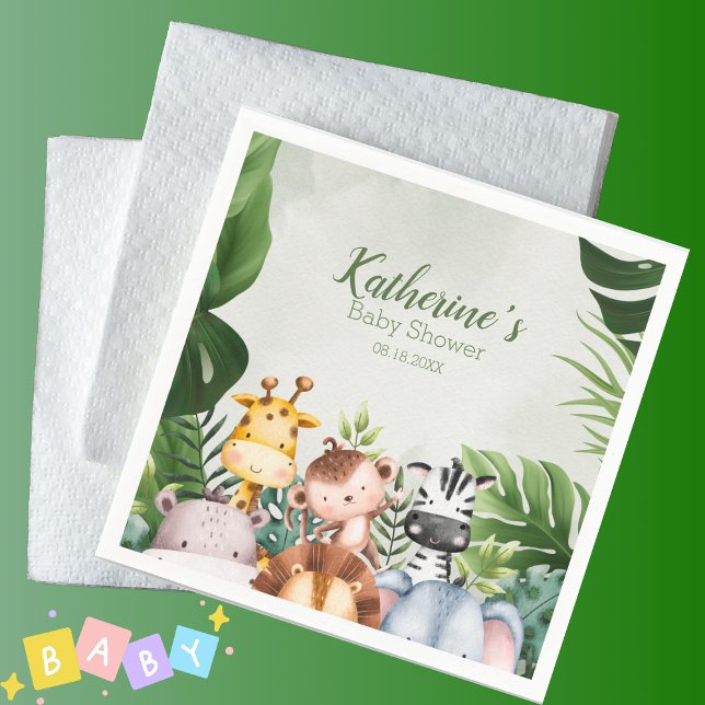 Servilleta De Papel Baby Shower de animales salvajes de la jungla (Subido por el creador)