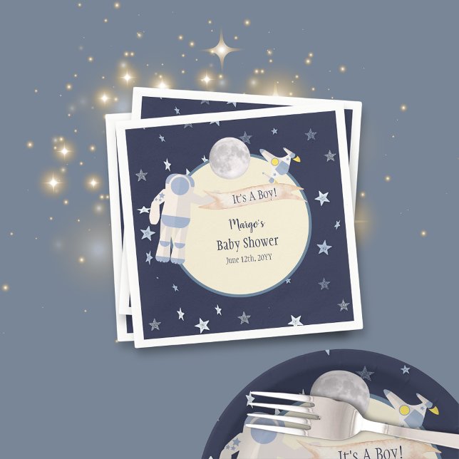Servilleta De Papel Baby Shower de astronauta de bebé espacial (Subido por el creador)