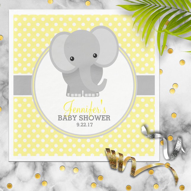 Servilleta De Papel Baby Shower de Baby Elephant (amarillo) (Subido por el creador)