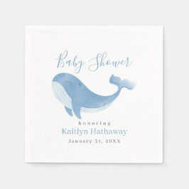 Servilleta De Papel Baby Shower de ballena azul acuarela
