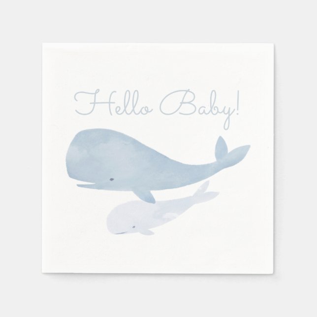 Servilleta De Papel Baby Shower de Ballenas bajo el mar (Anverso)