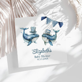 Servilleta De Papel Baby Shower de ballenas náuticas de la marina cutá