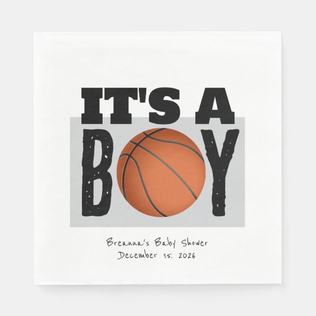 Servilleta De Papel Baby Shower de baloncesto personalizado White (Anverso)