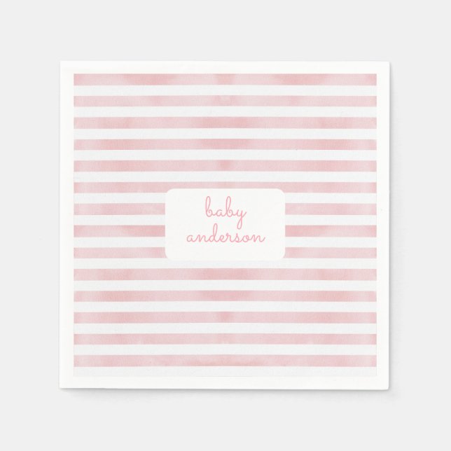 Servilleta De Papel Baby Shower de bandas rosadas (Anverso)