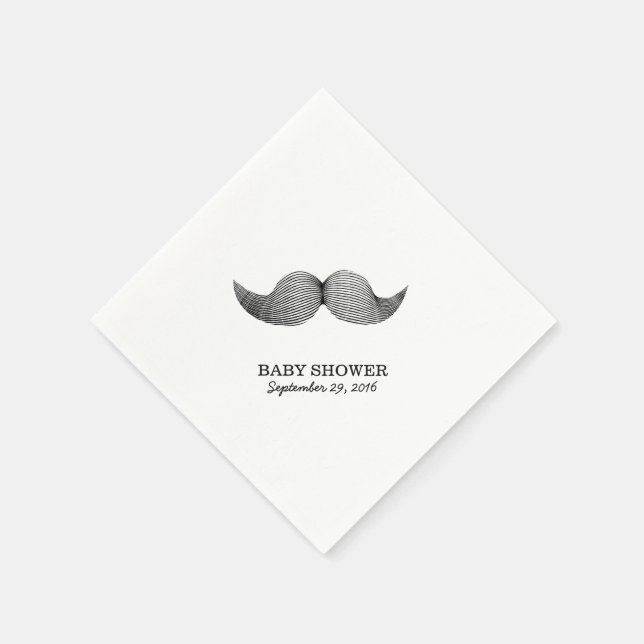 Servilleta De Papel Baby Shower de bigote simple (Borde)