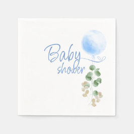 Servilleta De Papel Baby Shower de Blue Balloon Eucalyptus Boy