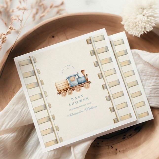 Servilleta De Papel Baby Shower de Blue Watercolor Train (Subido por el creador)