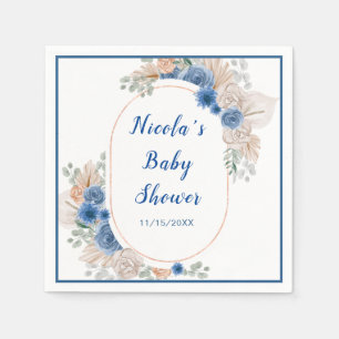 Servilleta De Papel Baby Shower de Boho Blue Pampas