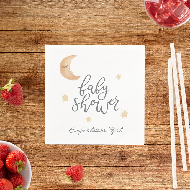 Servilleta De Papel Baby Shower de Boho Celestial Moon Stars (Subido por el creador)