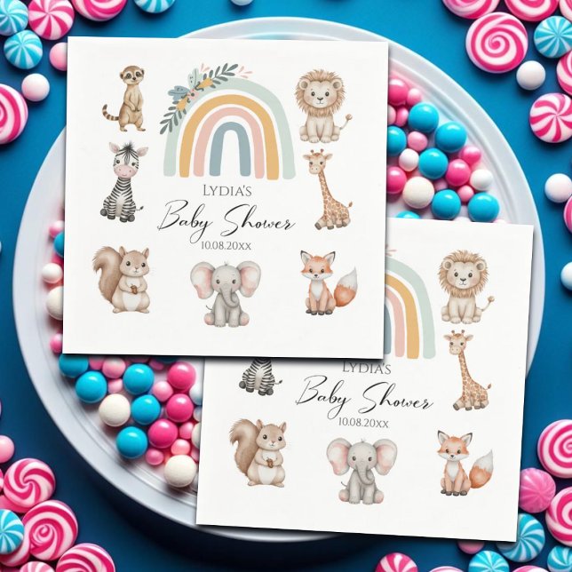 Servilleta De Papel Baby Shower de Boho Woodland Jungle Animals (Subido por el creador)