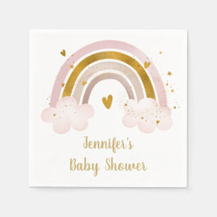 Servilleta De Papel Baby Shower de bollo de oro neutro arco iris