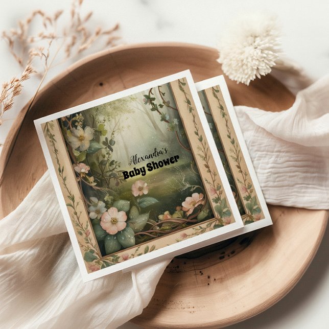 Servilleta De Papel Baby Shower de bosque floral mágico (Subido por el creador)