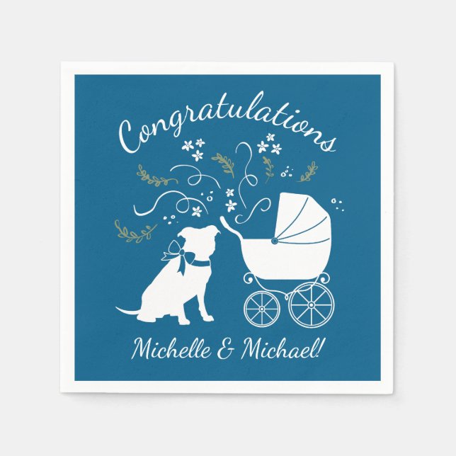 Servilleta De Papel Baby Shower de Bulldog Pit (Anverso)