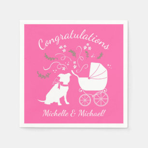 Servilleta De Papel Baby Shower de Bulldog Rosa