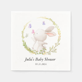 Servilleta De Papel Baby Shower de Bunny y Butterflies minimalistas