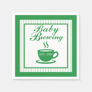 Servilleta De Papel Baby Shower de Café Antiguo - Verde Antiguo