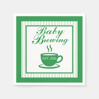 Servilleta De Papel Baby Shower de Café Antiguo - Verde Antiguo