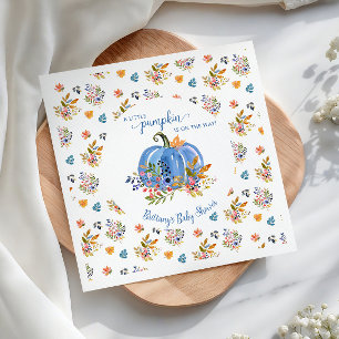 Servilleta De Papel Baby Shower de Calabaza Azul Otoño Rústico
