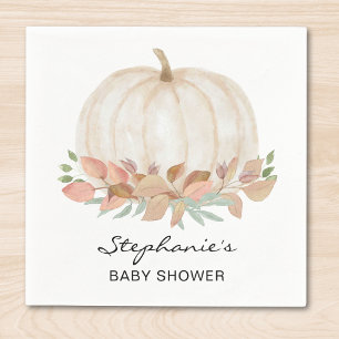 Servilleta De Papel Baby Shower de calabaza blanca