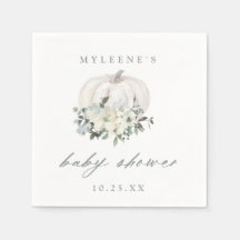 Baby Shower de calabaza blanca y gris otoño