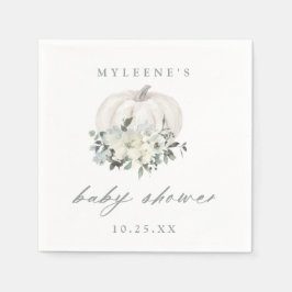 Servilleta De Papel Baby Shower de calabaza blanca y gris otoño