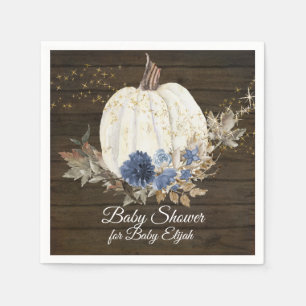 Servilleta De Papel Baby Shower de calabaza de leña rústica con flor