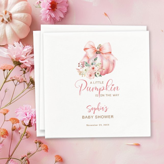 Servilleta De Papel Baby Shower de calabazas pequeñas rosadas (Subido por el creador)