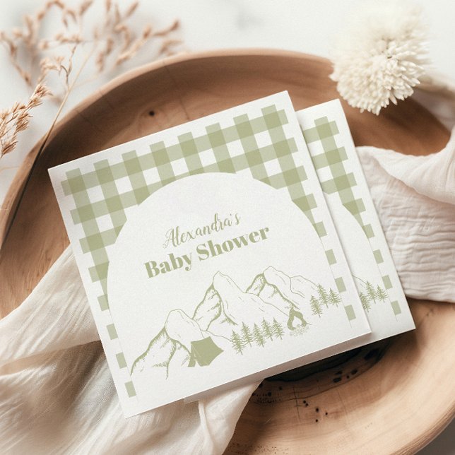 Servilleta De Papel Baby Shower de Camping Verde (Subido por el creador)