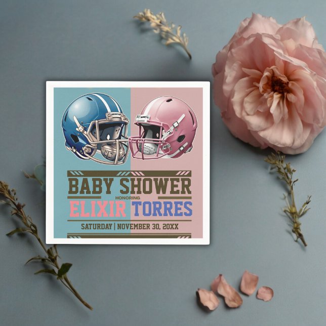Servilleta De Papel Baby Shower de cascos de fútbol americano azul y r (Subido por el creador)
