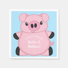 Servilleta De Papel Baby Shower de cerdo azul