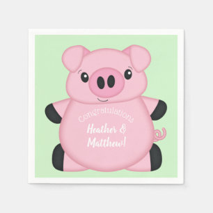 Servilleta De Papel Baby Shower de cerdo verde