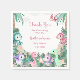 Servilleta De Papel Baby Shower de Chica de dinosaurios de color de ag