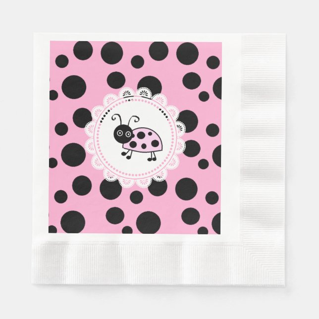 Servilleta De Papel Baby Shower de Chica Pink Ladybug (Anverso)