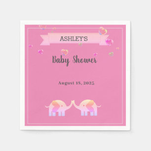 Servilleta De Papel Baby Shower de Chicas Elephant Pink/PurpleTwin