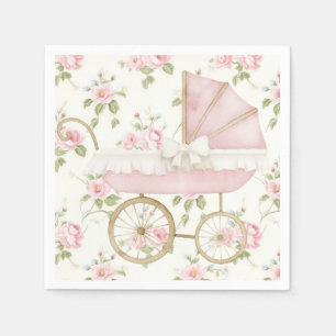 Servilleta De Papel Baby Shower De Cinta Floral Rosa